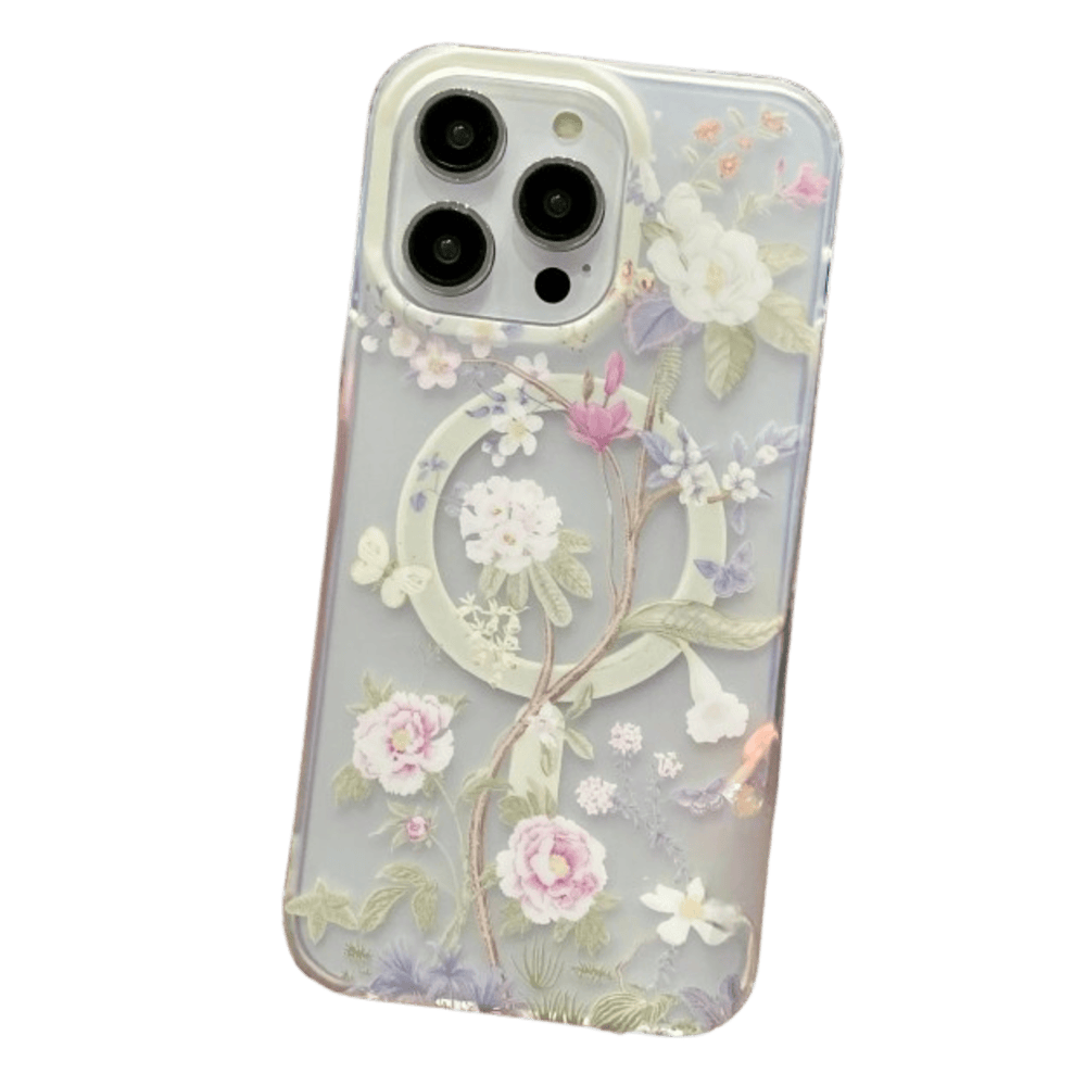Funda para iPhone 12 Pro Magsafe Flower Antishock White Resistente a Caídas y Golpes