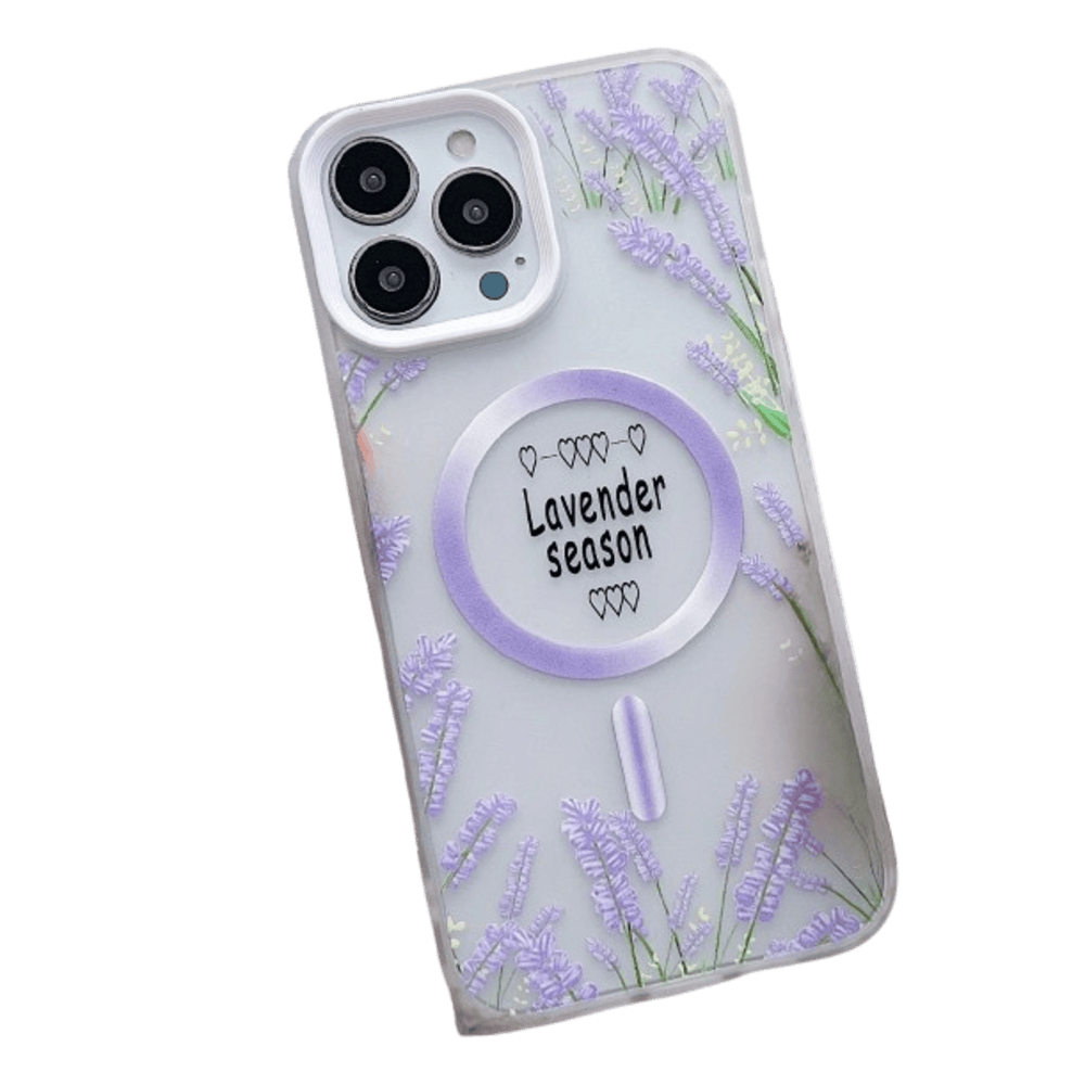 Funda para iPhone 13 Pro Max Magsafe Flower Antishock Morado Resistente a Caídas y Golpes