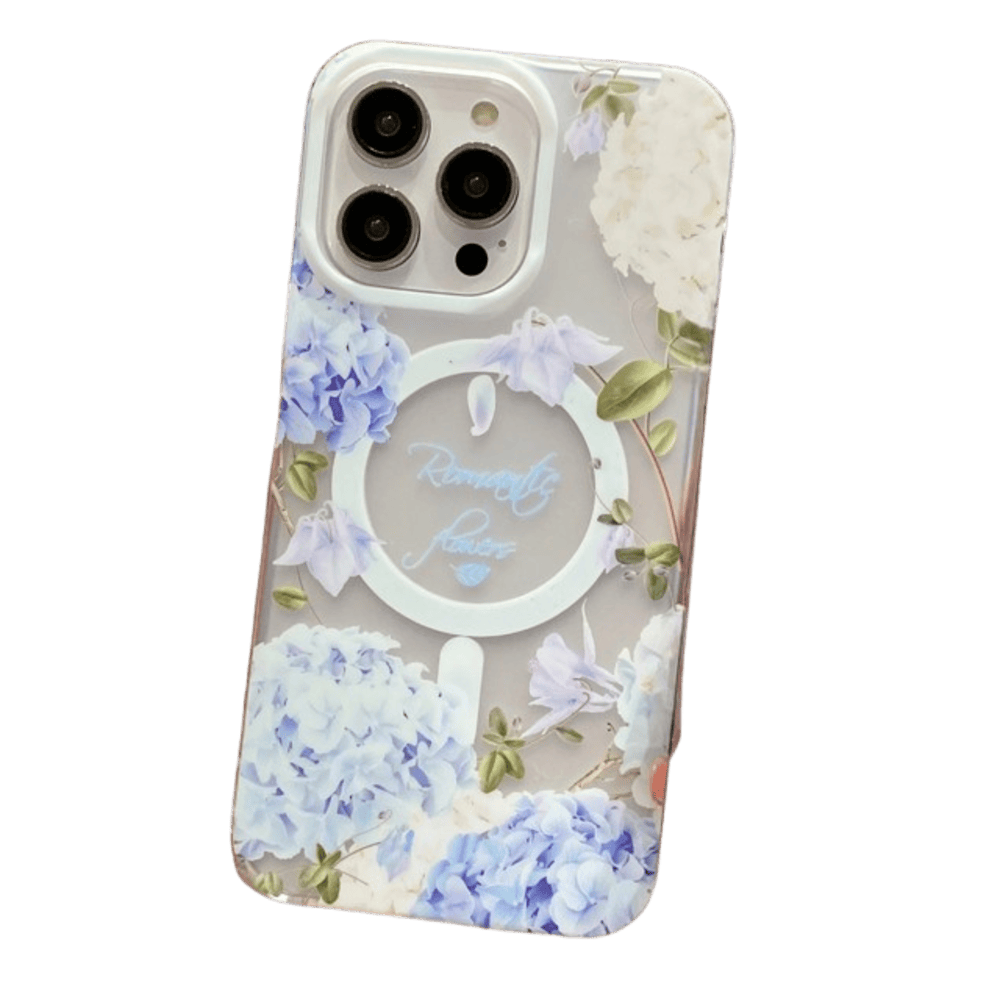 Funda para iPhone 15 Magsafe Flower Antishock Hortensia Resistente a Caídas y Golpes