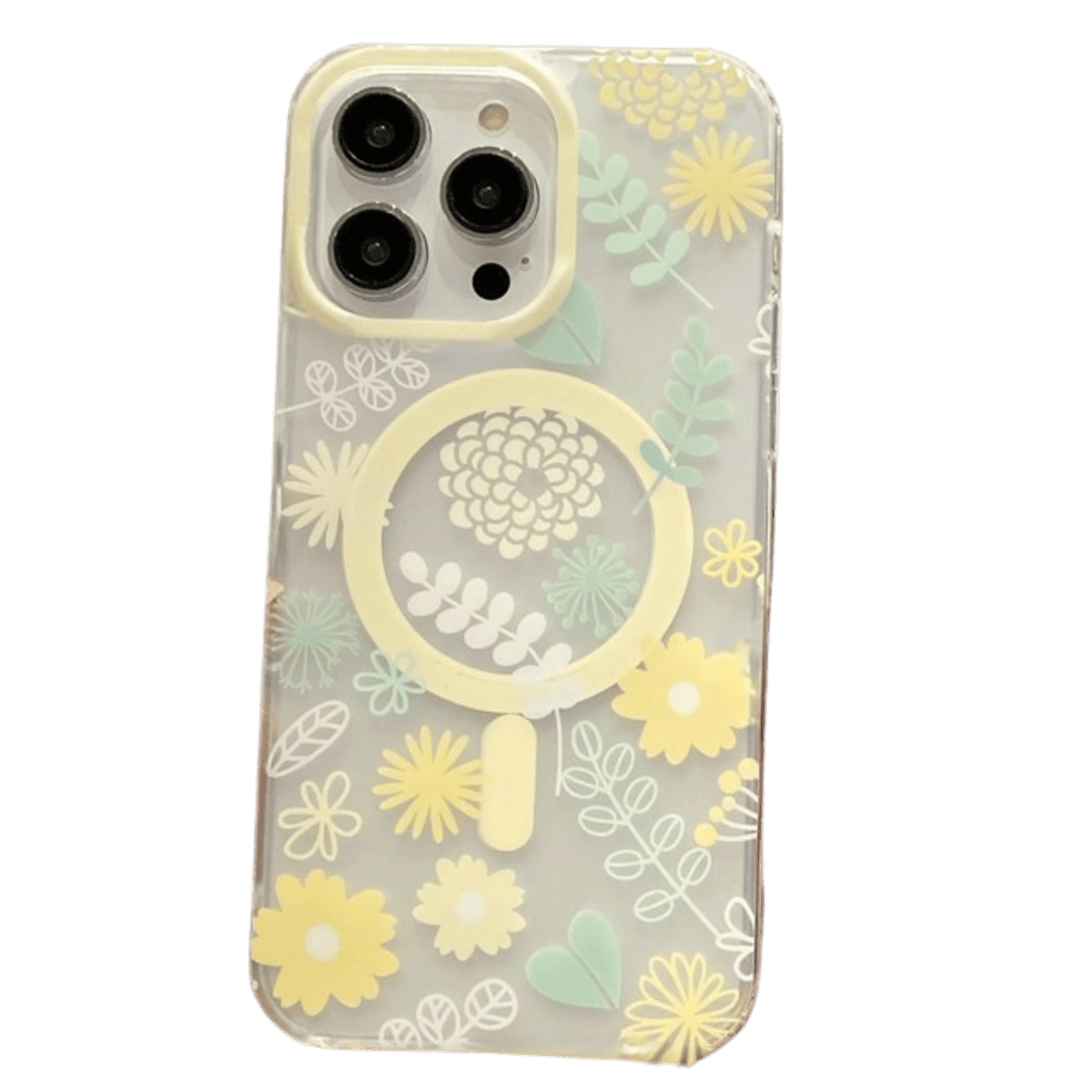 Funda para iPhone 14 Pro Max Magsafe Flower Antishock Yellow Resistente a Caídas y Golpes