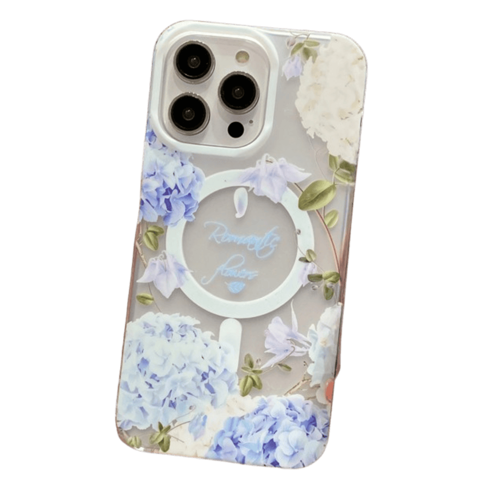 Funda para iPhone 15 Pro Max Magsafe Flower Antishock Hortensia Resistente a Caídas y Golpes