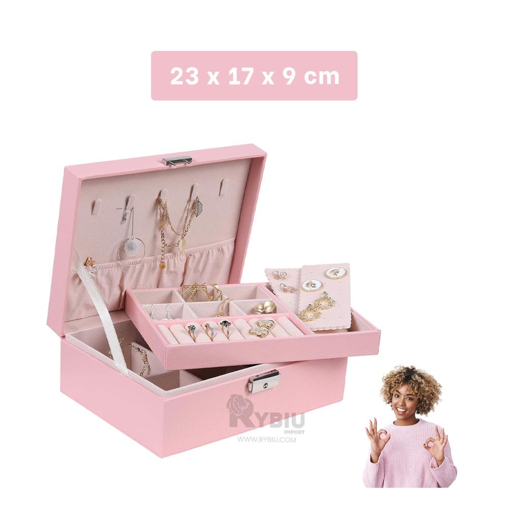 Caja Versatil para Guardar Joyas Rosado Y+Ligas de Regalo