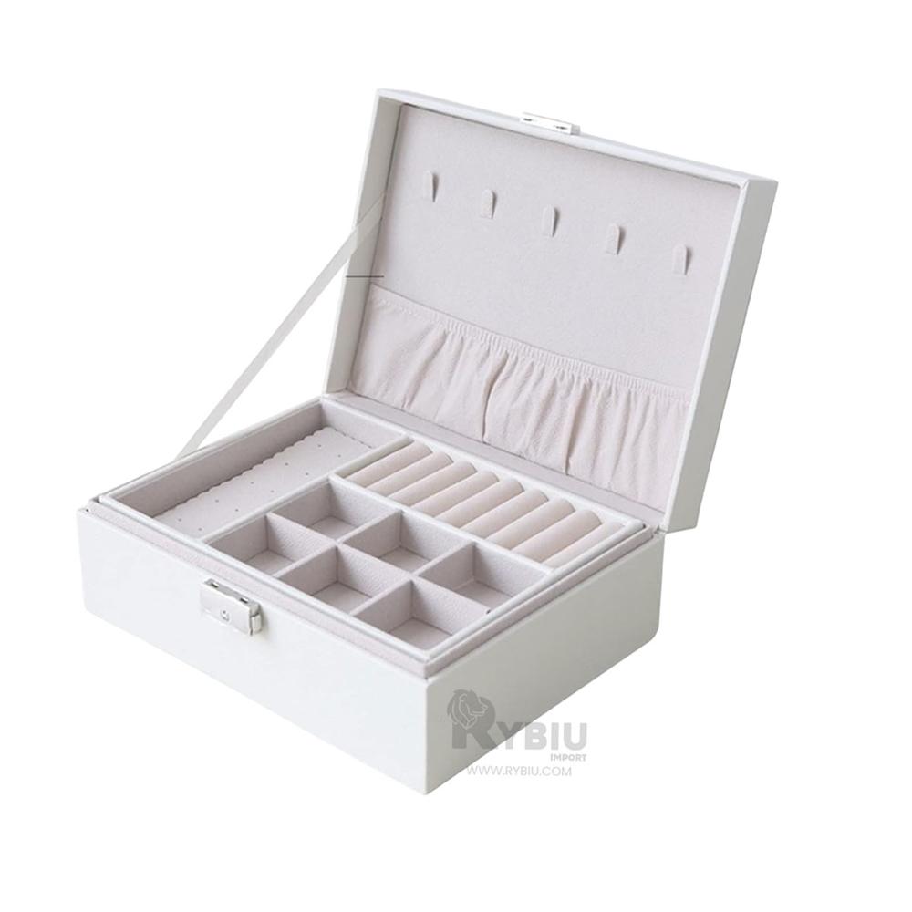 Joyero con Compartimentos con Llave en Color Blanco