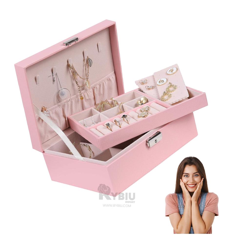 Joyero Dividido y Compacto en Color Rosado Y+Papel de Regalo