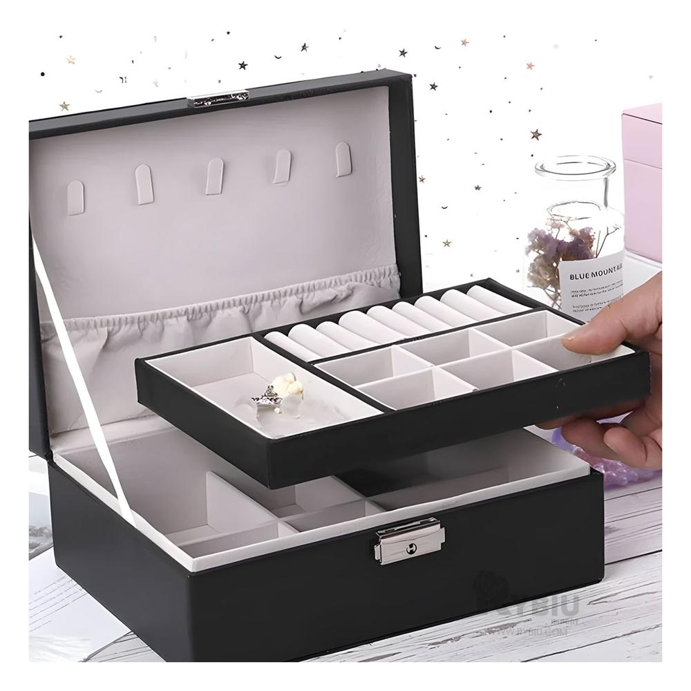 Estuche Moderno para Anillos Color Negro Y+Gift Stickers