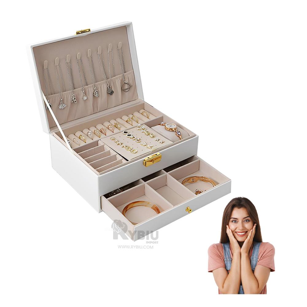 Estuche de Joyas para Mujer Blanco Y+Regalo Stickers