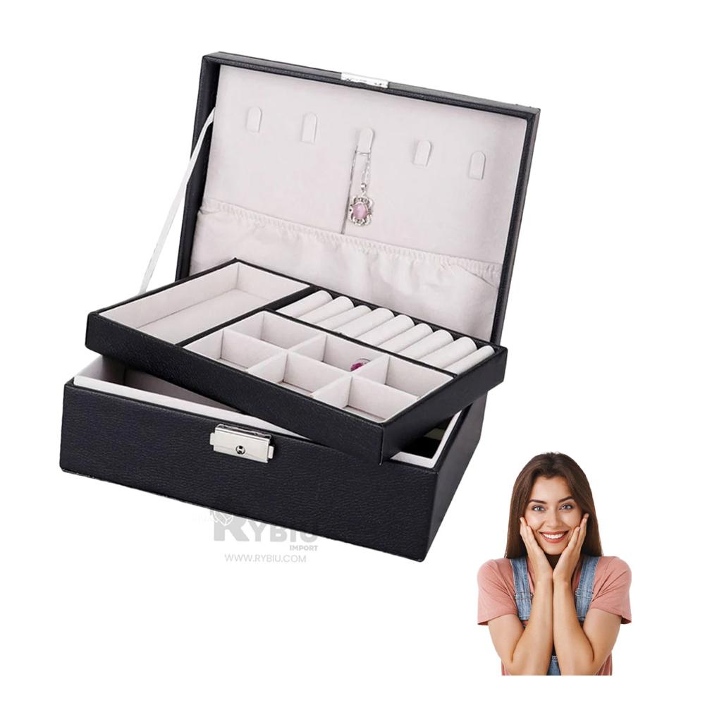 Joyero Dividido y Compacto en Color Negro Y+Papel de Regalo