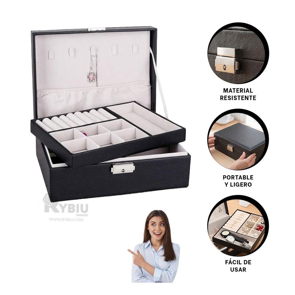 Joyero Compacto y Estilizado en Negro Y+Papel de Regalo