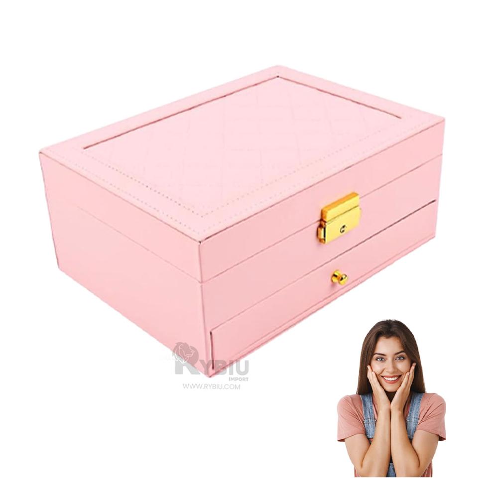 Estuche de Joyas para Mujer Rosado Y+Regalo Stickers