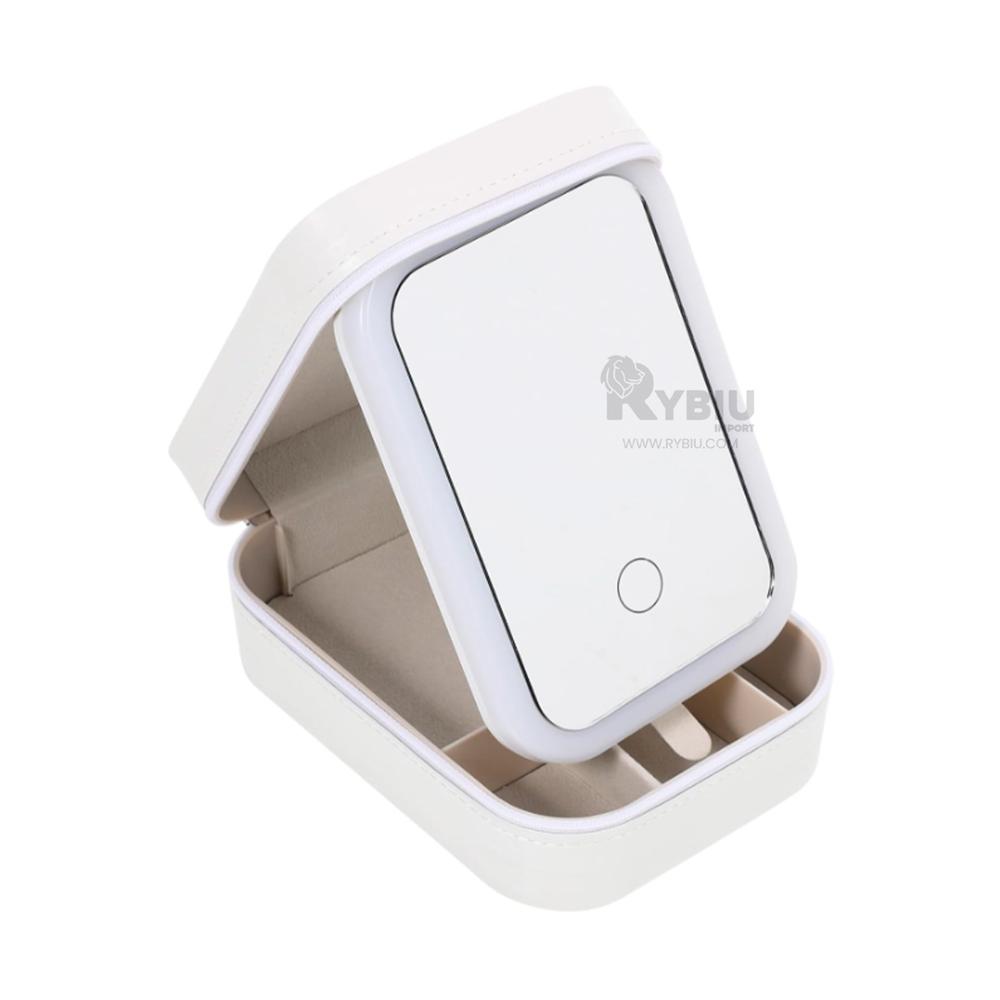 Joyero con Divisiones y Espejo con Led en Color Blanco