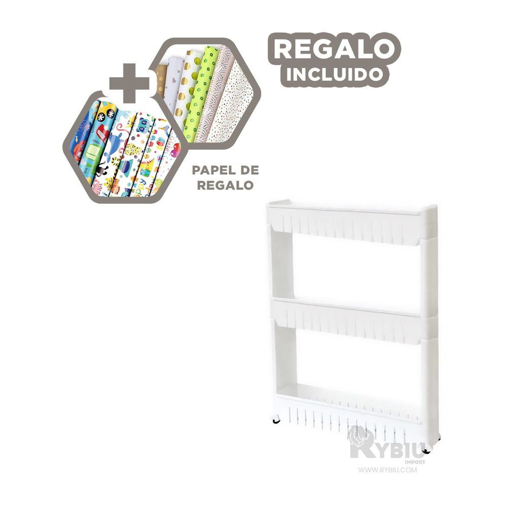 Carrito Practico con 4 Niveles Tono Blanco Y+Papel de Regalo