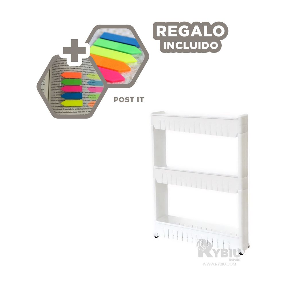 Estante Multifuncional con Ruedas Blanco Y+Post-it adhesivos