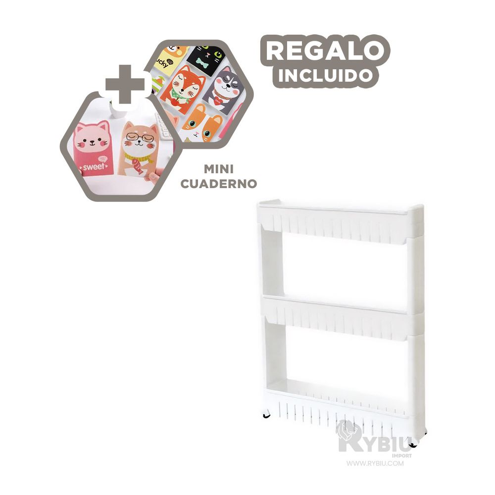 Carrito de 4 Niveles con Agujeros en Color Blanco Y+Agendita