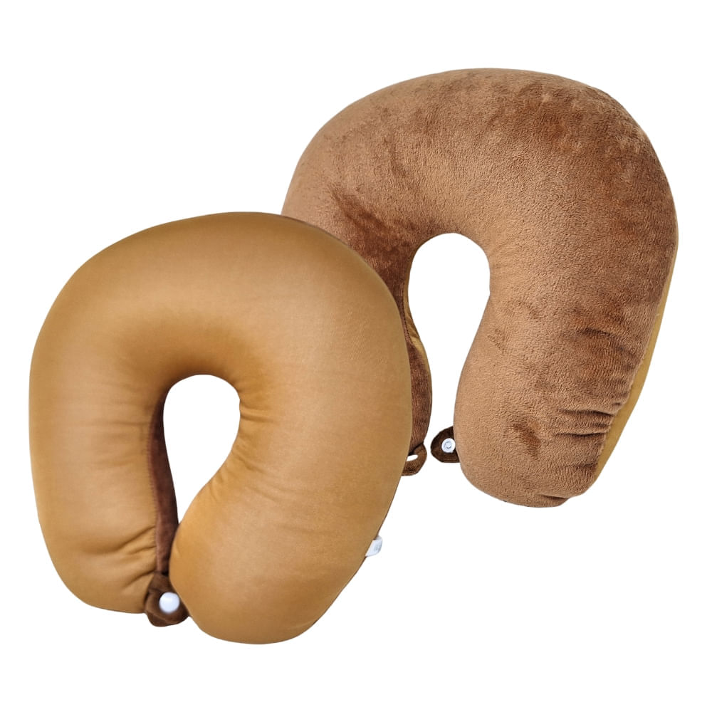 Almohada Cojin Para Cuello En U Con Bolitas Viscoelásticas Coyote