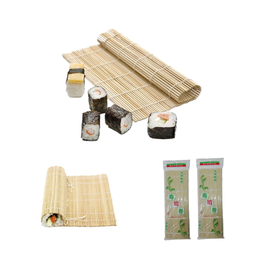 Pack 2u Esterillas De Bambu Delgado Bamboo Sushi Mat