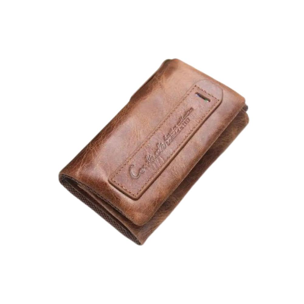 Billetera Monedero Porta Marron Llaves de Cuero