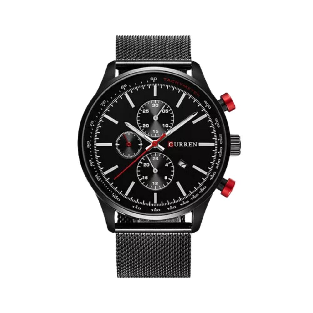 Reloj Análogo Curren Original KREa7801GA para Hombre Acero Color Negro y Rojo Sanllo