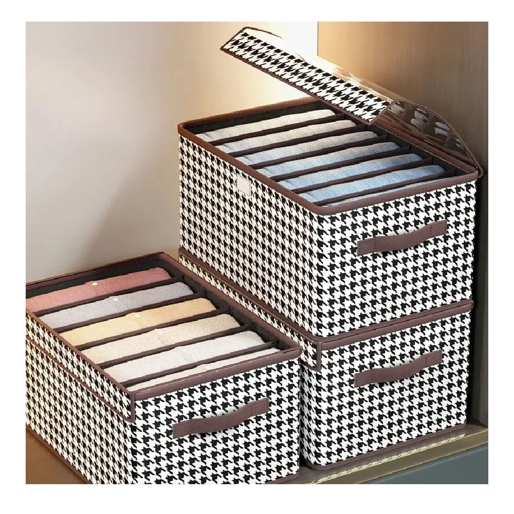 3 Pcs Organizadoras Plegable De Ropa Caja De Almacenamiento Con Tapa y Divisiones