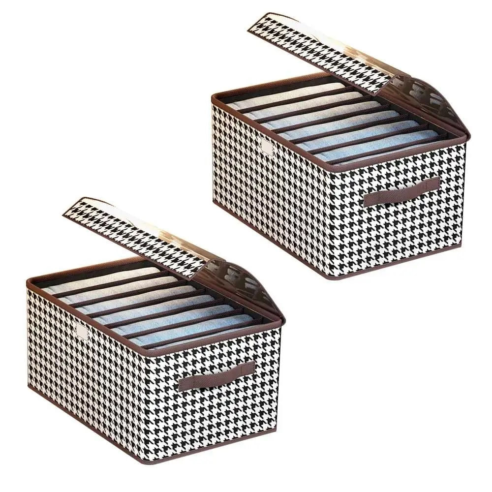 2 Pcs Organizadoras Plegable De Ropa Caja De Almacenamiento  Con Tapa y Divisiones