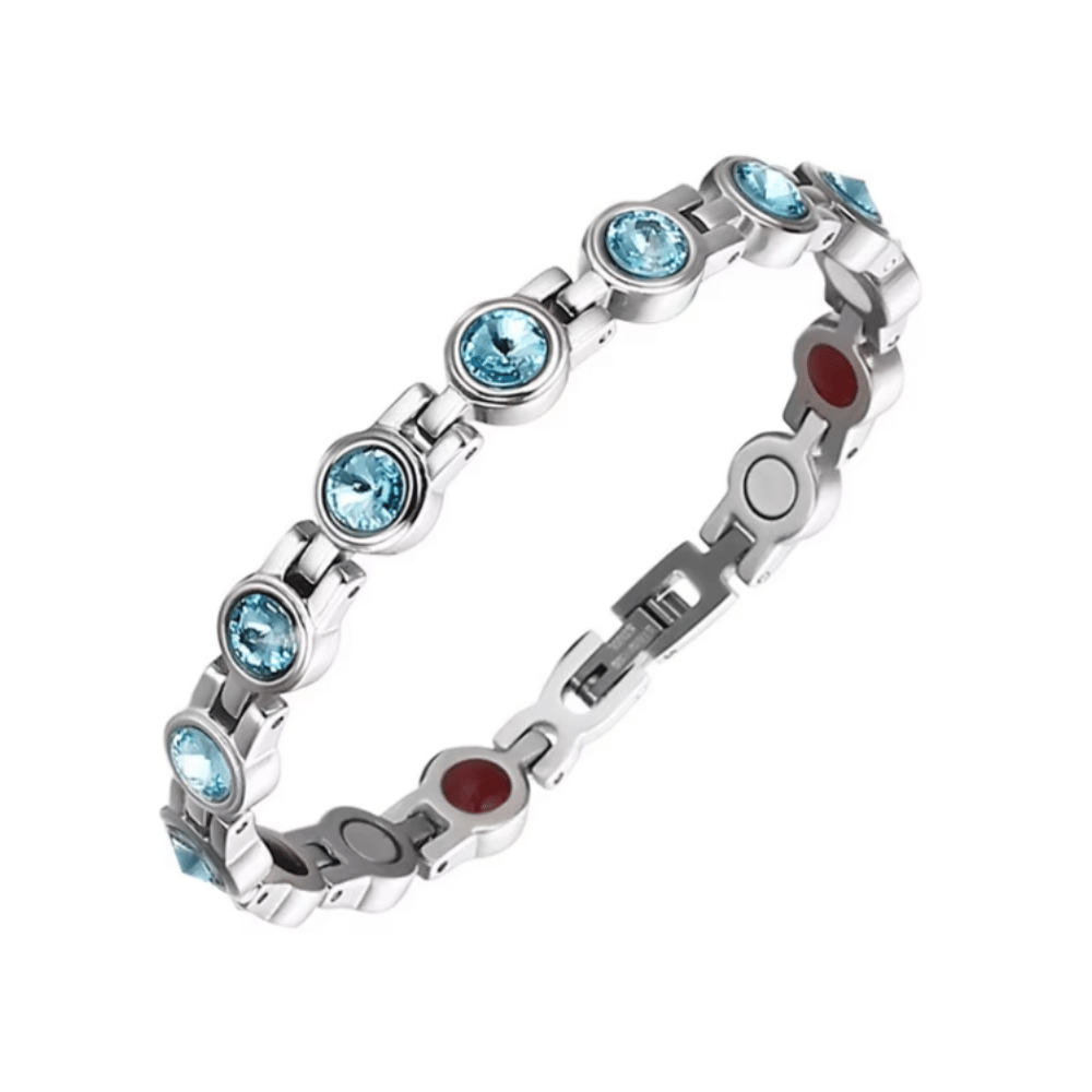 Pulsera Magnética Saludable Con Brillantes de Swarovski Light Blue x 19 cm