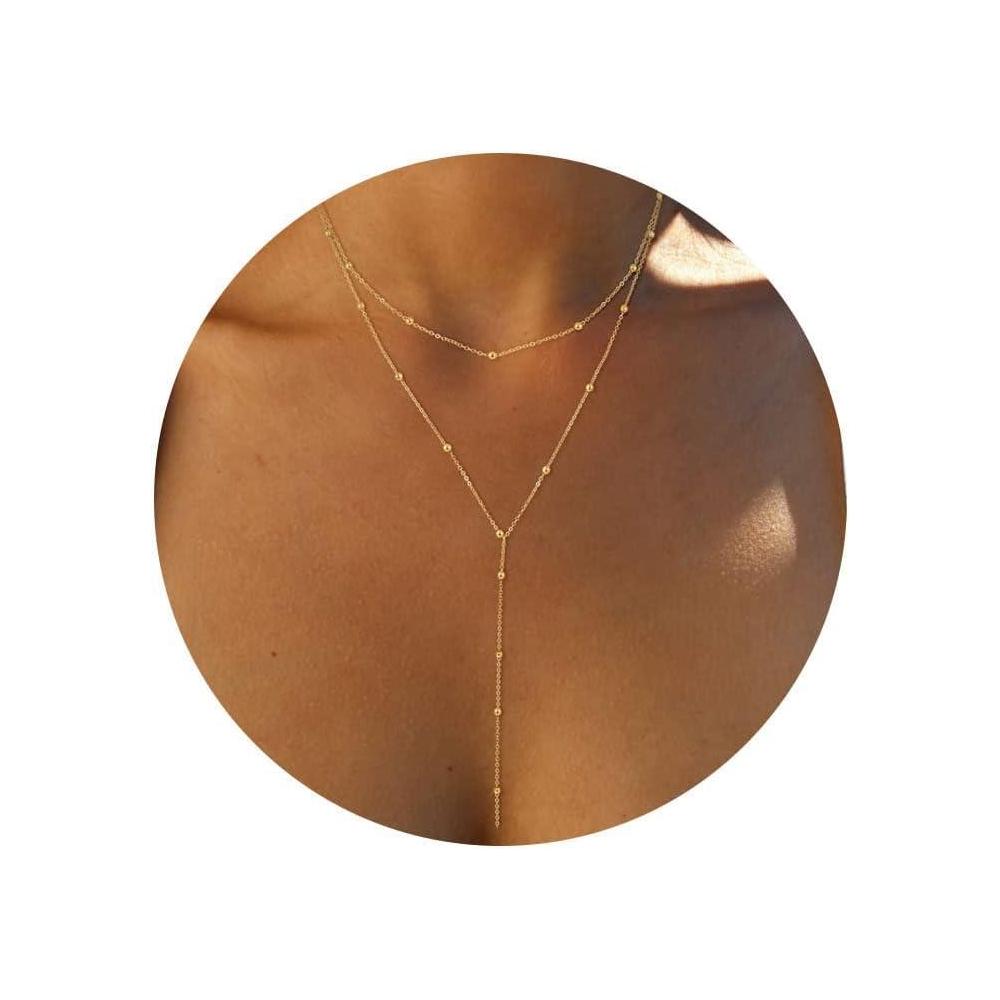 Foxgirl - Collar de moda en Y chapado en oro 14k