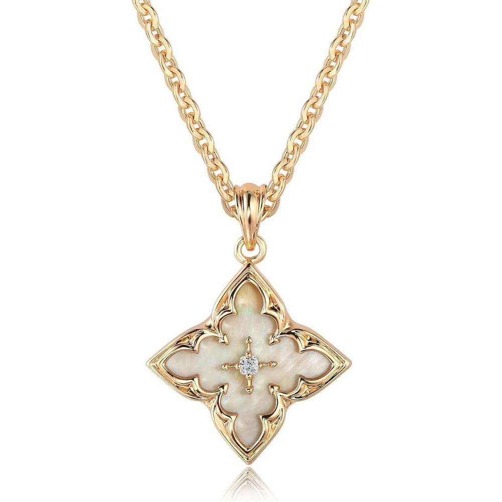 Collar trébol de oro para mujer con circonita cúbica y cadena ajustable