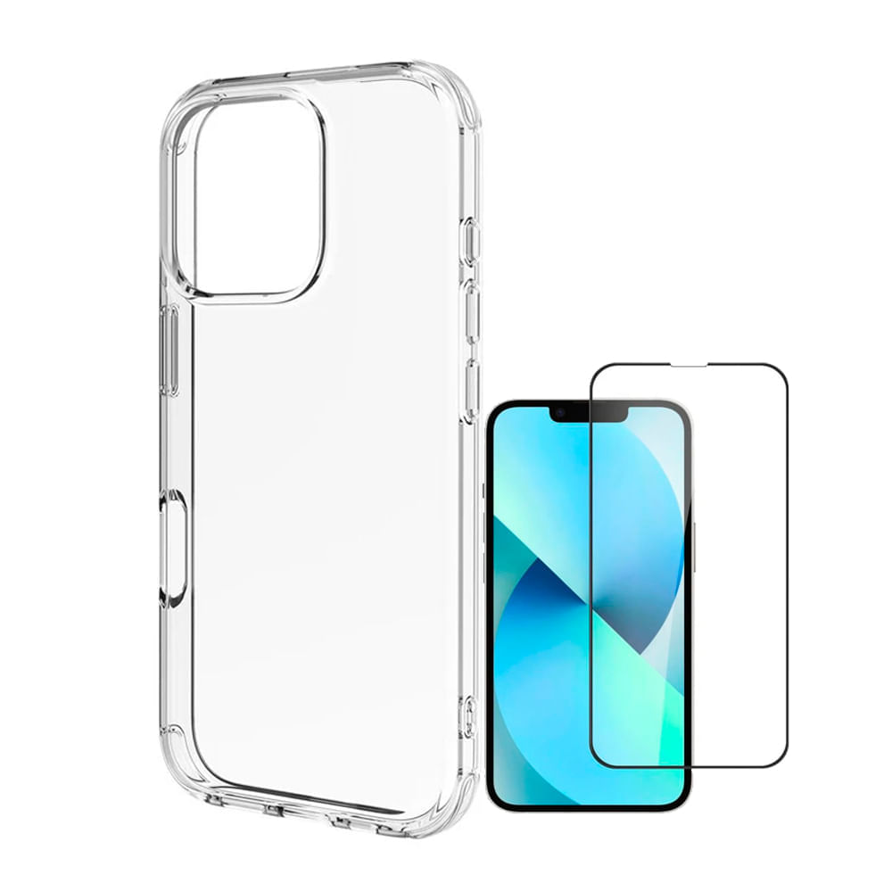 Case Space para iPhone 16 Pro Max Clear + Mica de Vidrio 9H