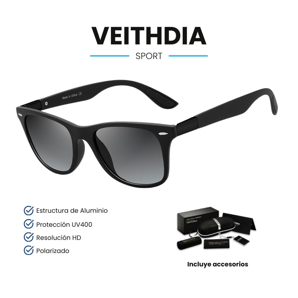 Lentes de Sol VEITHDIA Sport - Polarizados - UV400 - Black