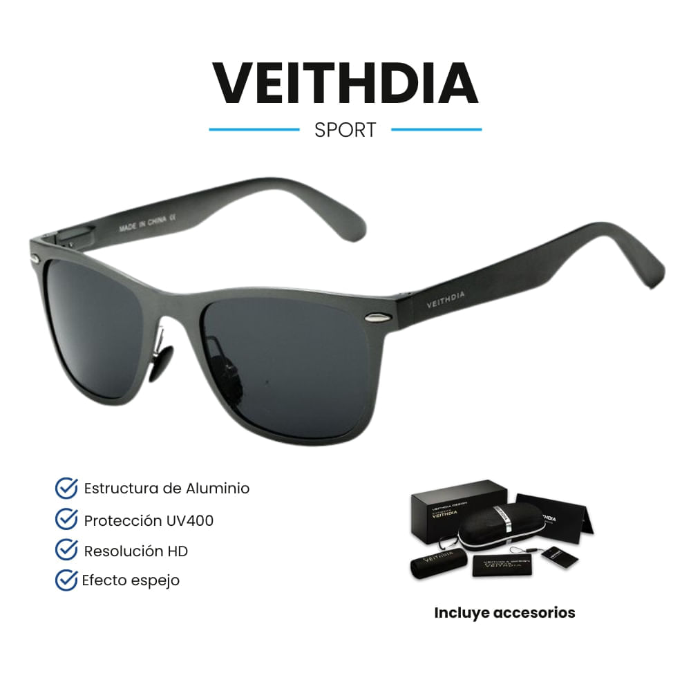 Lentes de Sol VEITHDIA Sport - Polarizados - UV400 - Gris