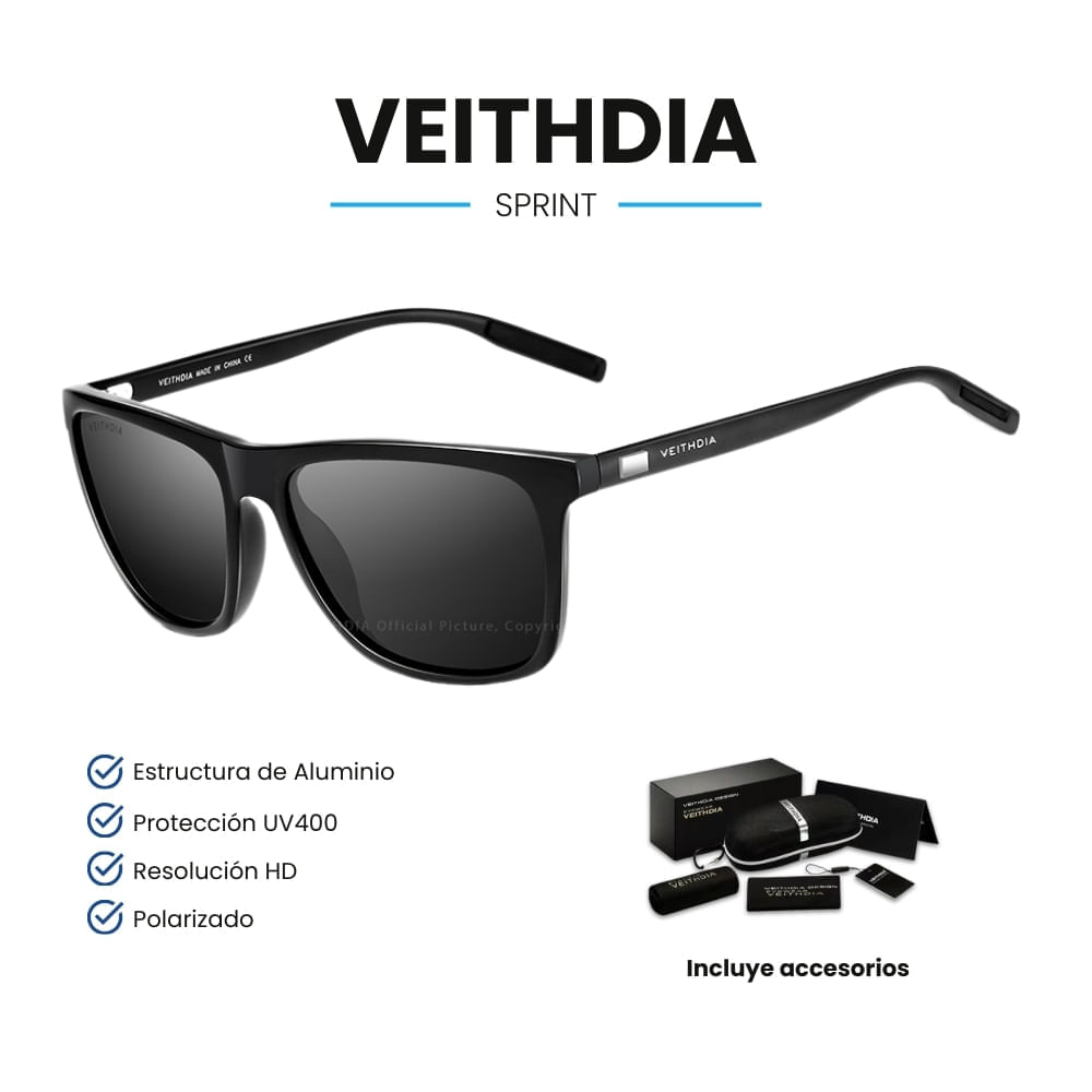 Lentes de Sol VEITHDIA Sprint - Polarizados - UV400 - Negro