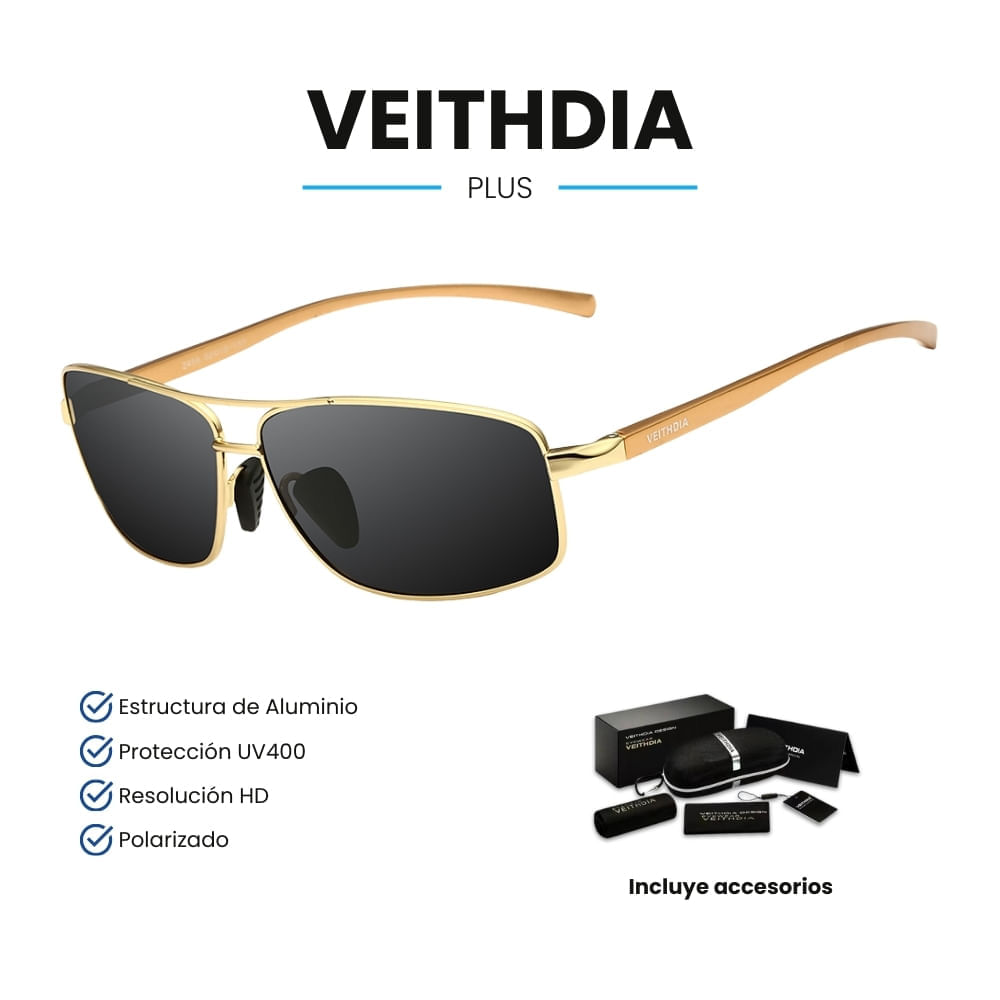 Lentes de Sol VEITHDIA Plus - Polarizados - UV400 - Dorado
