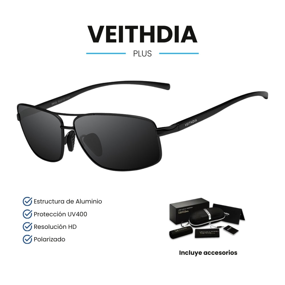 Lentes de Sol VEITHDIA Plus - Polarizados - UV400 - Negro