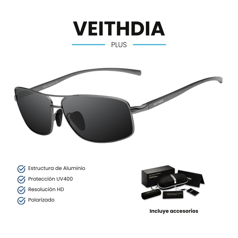 Lentes de Sol VEITHDIA Plus - Polarizados - UV400 - Gris