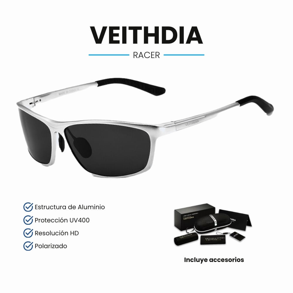Lentes de Sol VEITHDIA Racer - Polarizados - UV400 - Plata