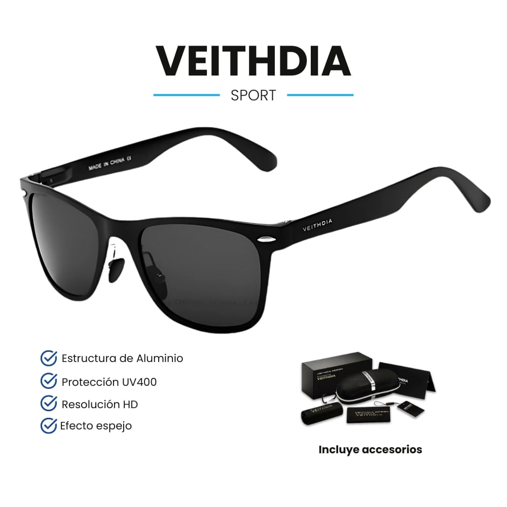 Lentes de Sol VEITHDIA Sport - Polarizados - UV400 - Negro