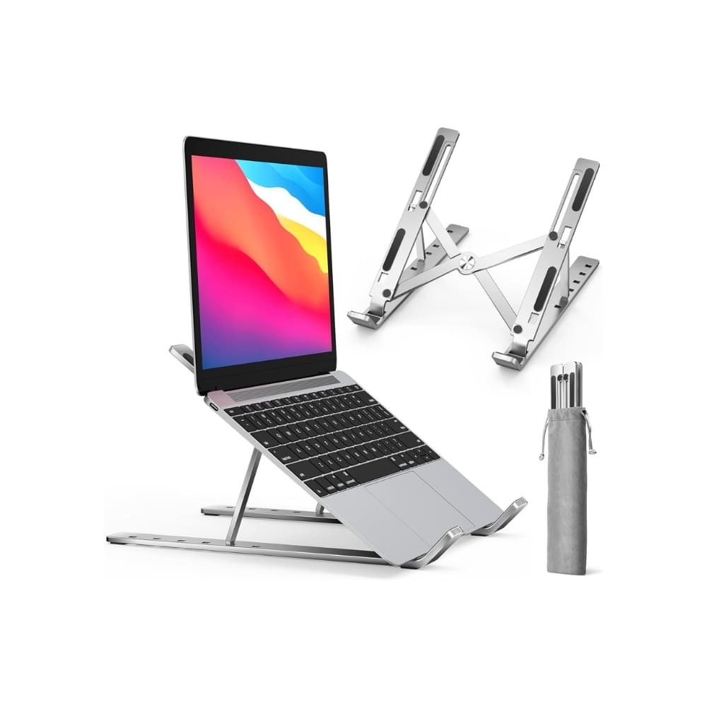 Soporte Aluminio Plegable para Laptop Portatil Multifuncional Plateado