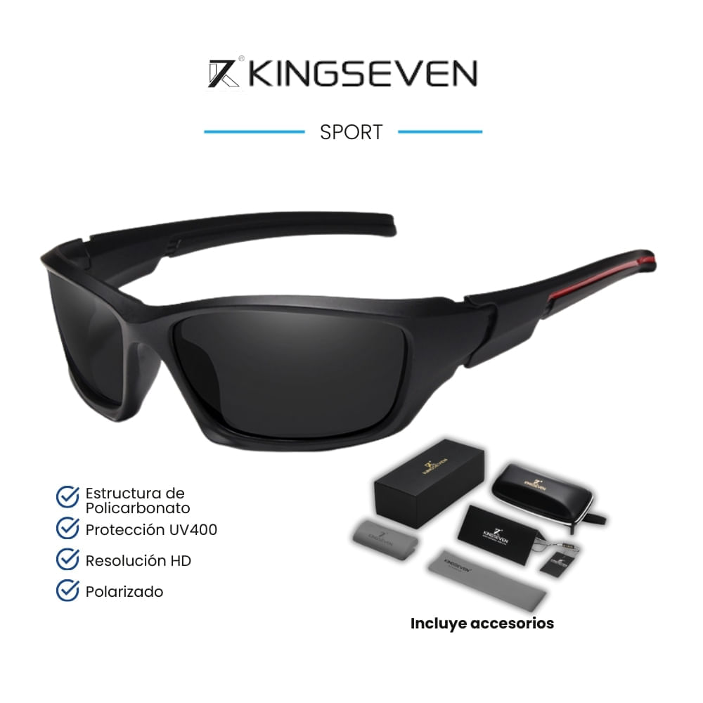 Lentes de Sol KINGSEVEN Sport - Polarizados - UV400 - Negro