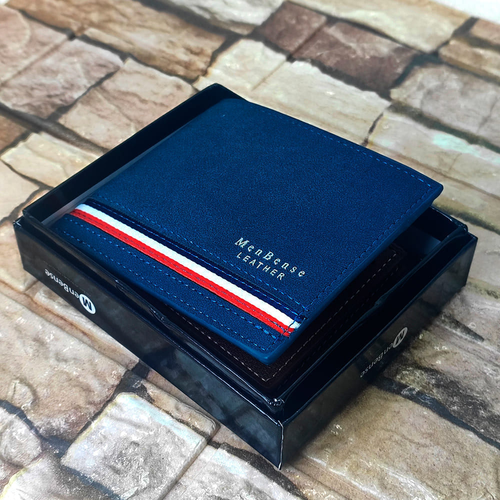 Billetera de cuero Menbense - Elegante M4 - Azul