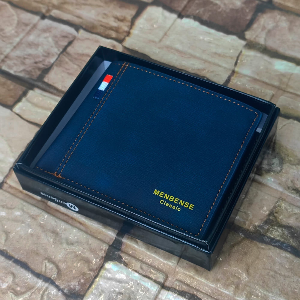 Billetera de cuero Menbense - Elegante M3 - Azul