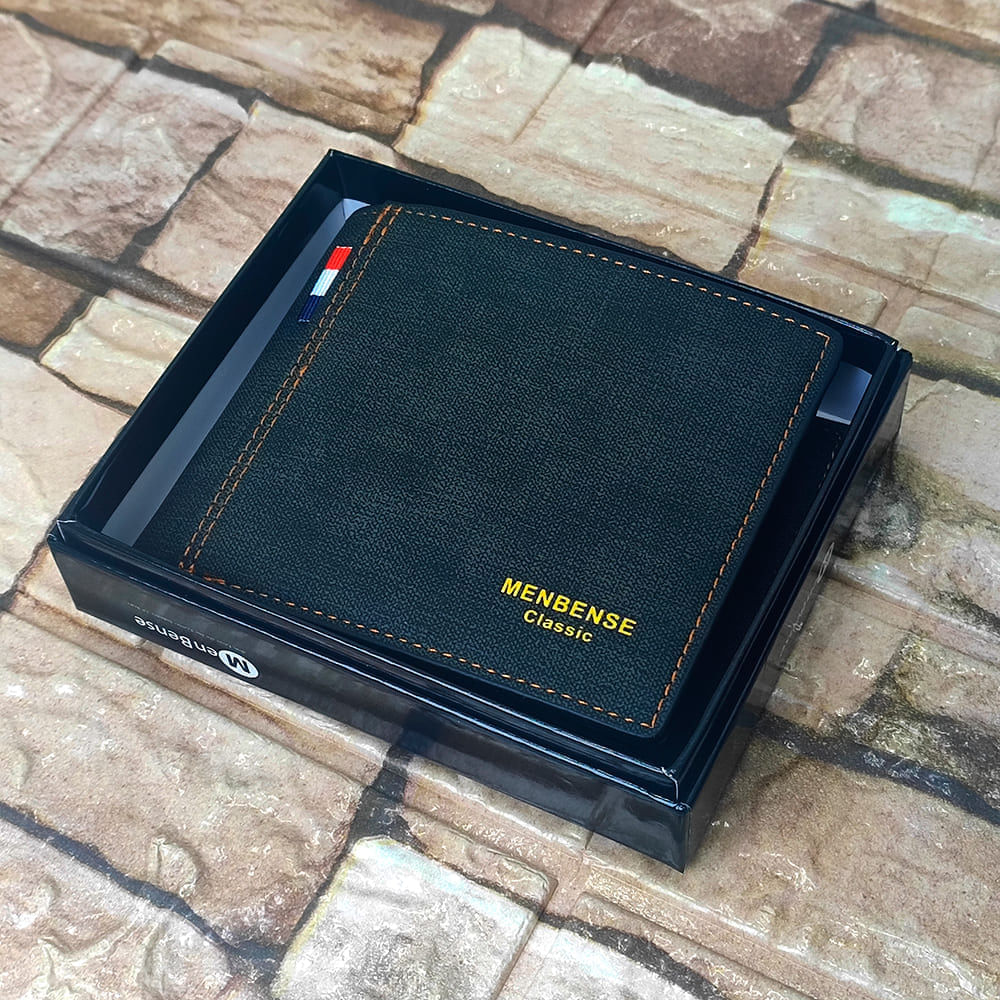 Billetera de cuero Menbense - Elegante M3 - Negro