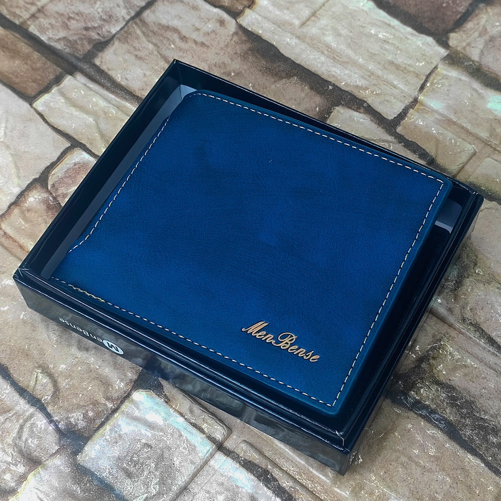 Billetera de cuero Menbense - Elegante M2 - Azul