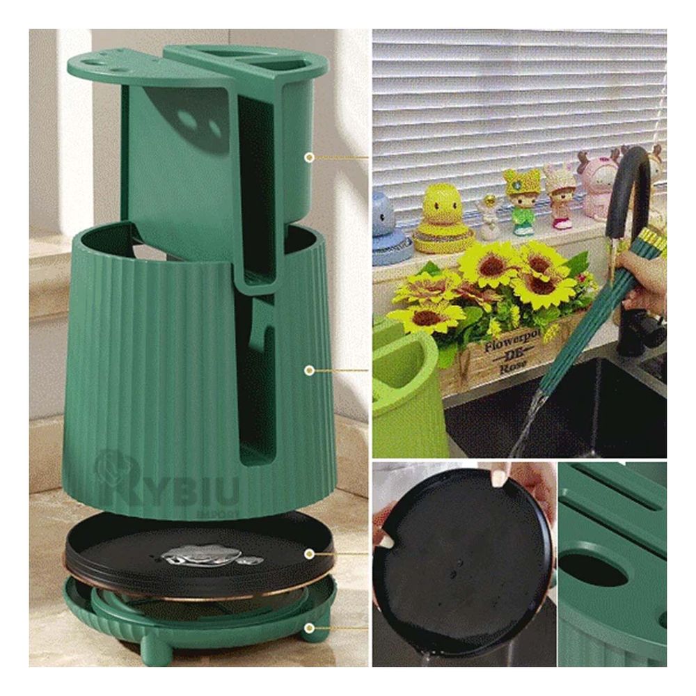 Organizador de Cuchillos Rotacion de 360 Grados Verde Oscuro