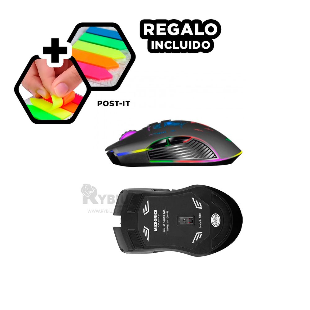 Cursor Inalambrico de Color Negro Y+Post-it adhesivos