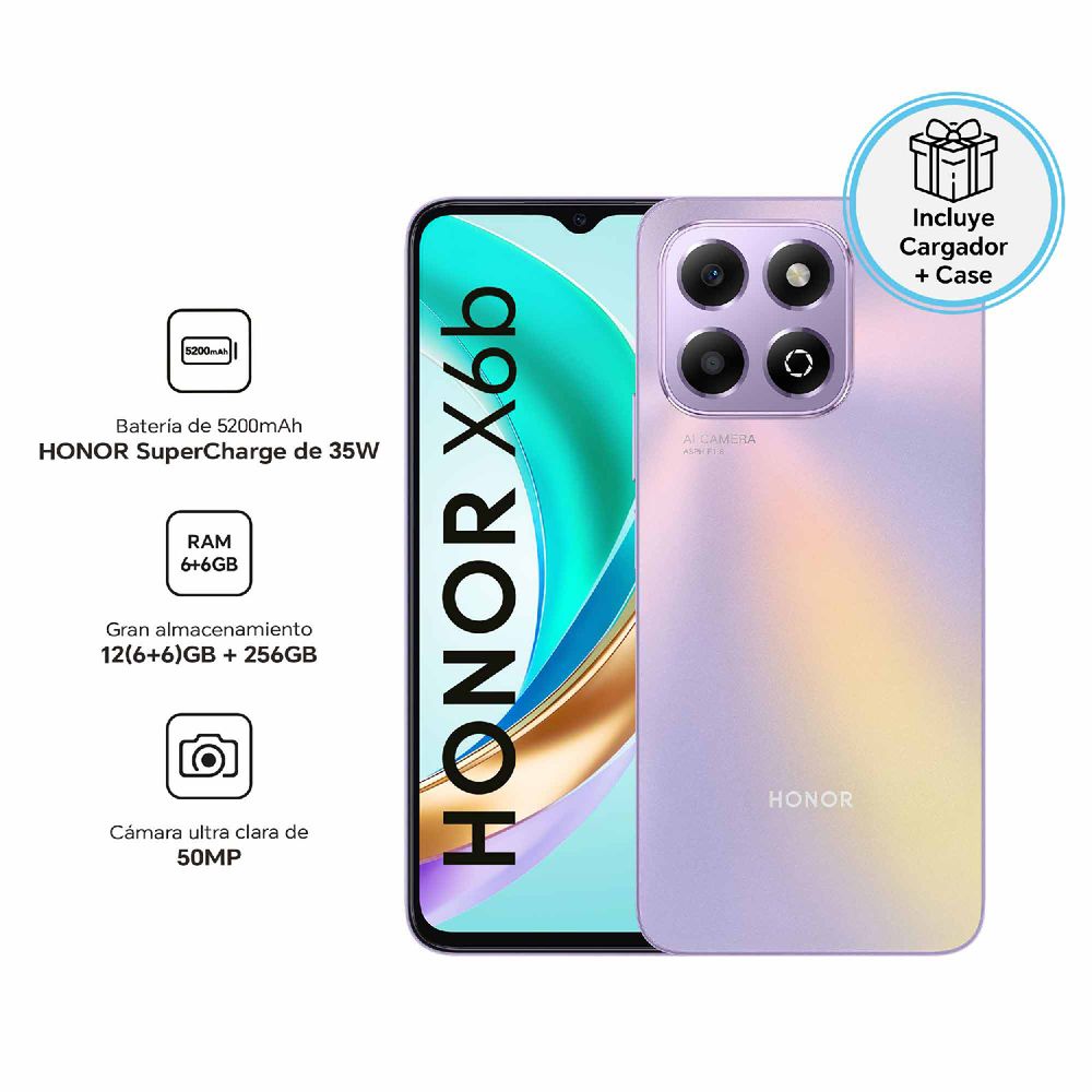 Celular Honor X6B 6GB RAM 256GB SSD Purple