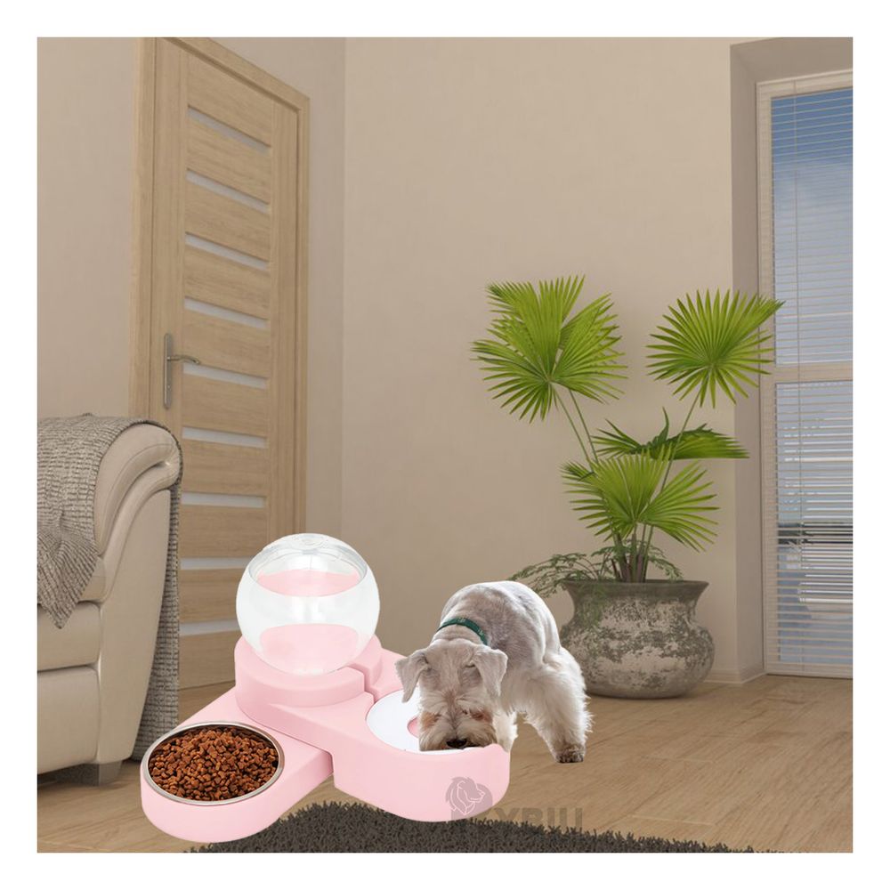 Comedero Ergonomico de Pets Rosado Y+Papel de Regalo