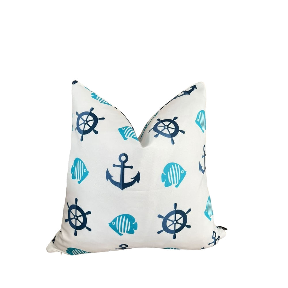 Funda Cojin Deco Marino Playa Blanco Chenille 45x45 cm