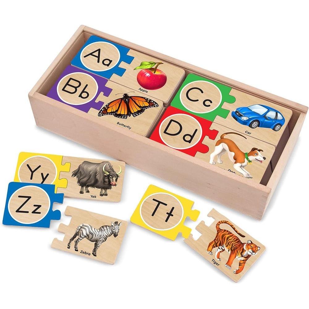 Melissa & Doug Rompecabezas de madera del alfabeto autocorrectivo con caja