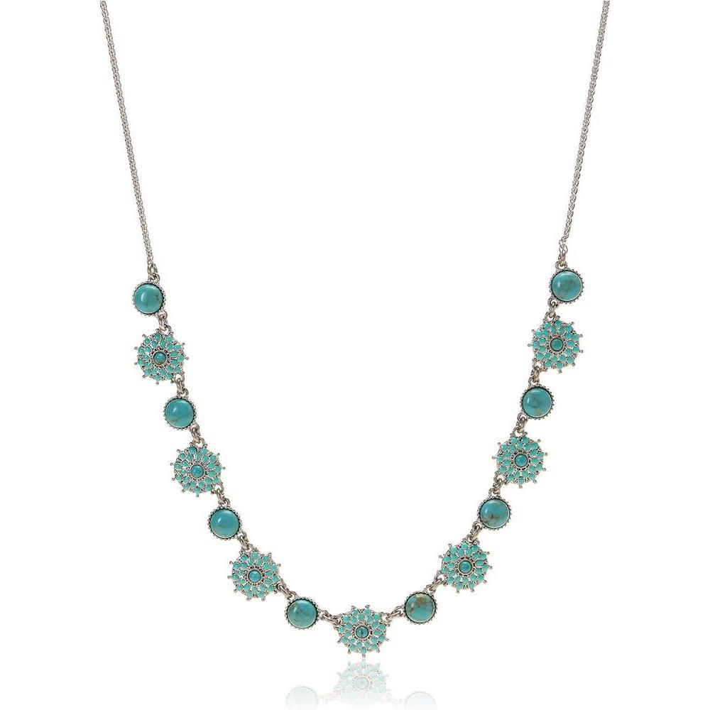 Collar elegante de mujer Lucky Brand, metal grabado y piedra de color