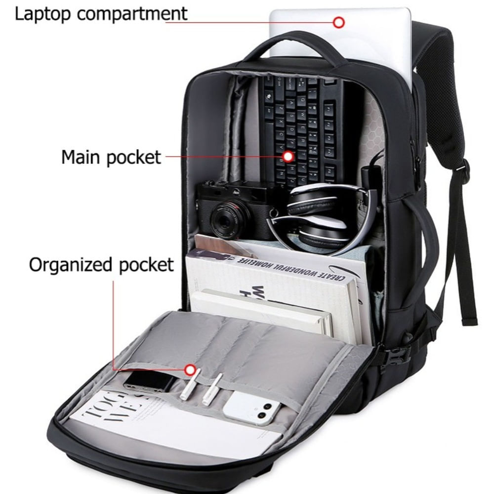 Mochila Impermeable Doble Compartimiento Expandible Regulable Usb