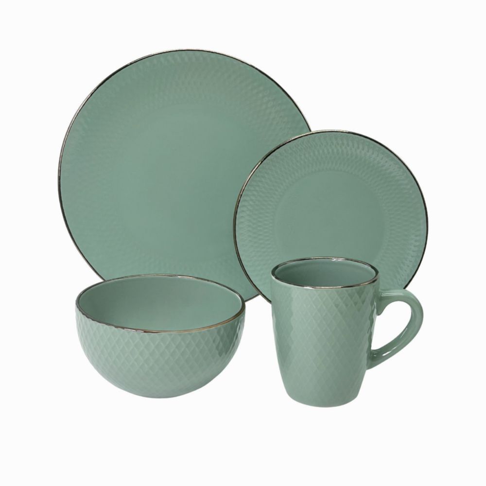 Juego De Vajilla Redonda Diamante Green 16 Piezas